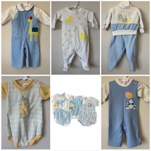 Vintage Baby Boy Clothes Bundle Sizes 6-9 Months Outfits Overalls 80s 90s Read
